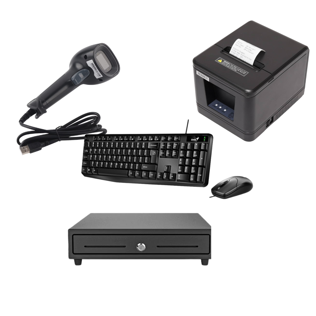 4-in-1 POS Kit with Cash Drawer | Scanner | Receipt Printer combo