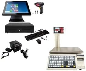 point of sale system pos BUTCHER SCALE Label Sticker Printing Scale 30kg & Point of sale system 6 in 1 combo set once off free software