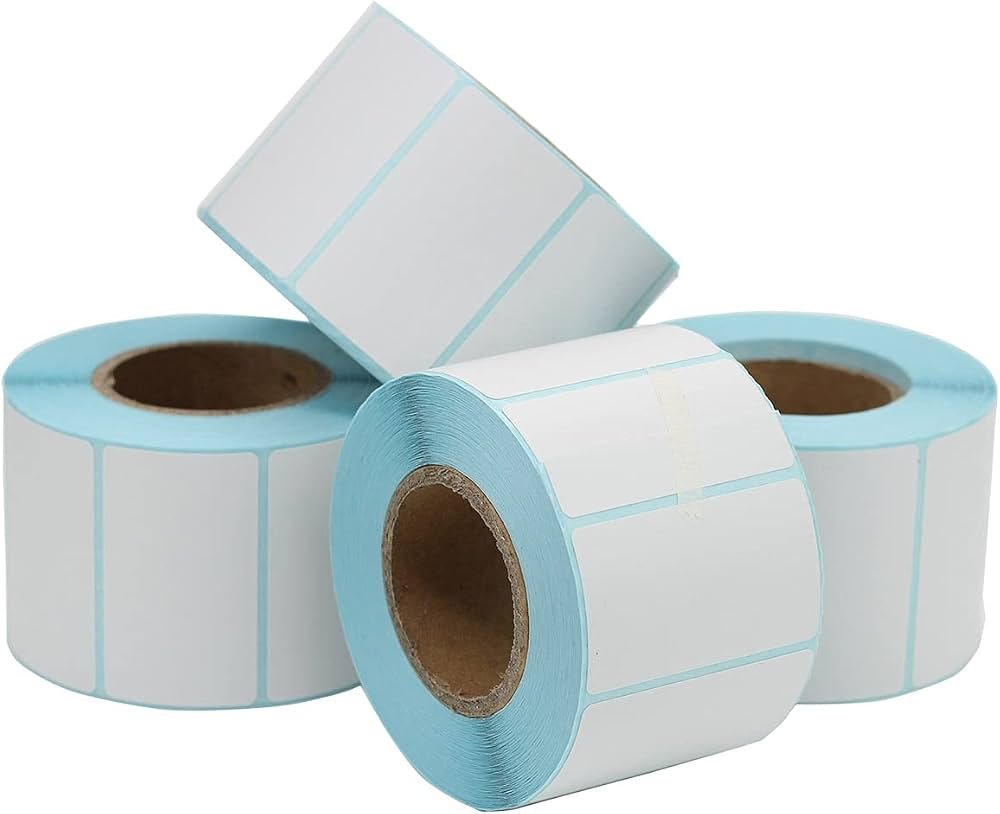 scale Blank White Semi-Gloss Labels, 60mm x 40mm, Hotmelt Adhesive, 1000 Labels per Roll each