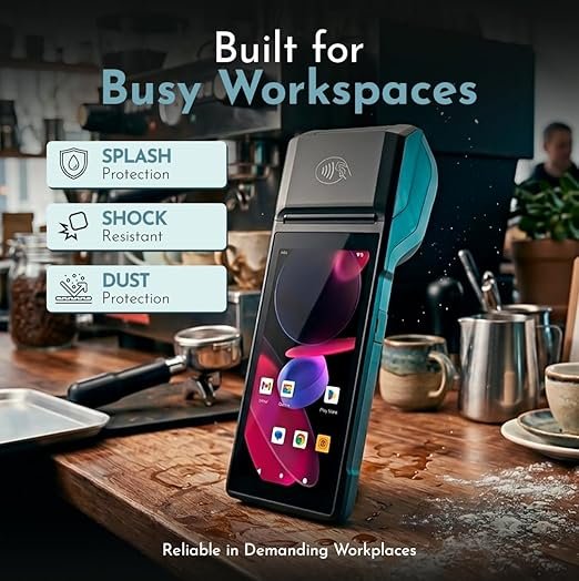 POS PDA H10 Receipt Printer Android 14 and 58mm High Speed Thermal Printer 5.5’ Touch Screen. Handheld Mobil Point of Sale Tablet. Scan 1D/2D/QR barcodes and NFC. 3GB Ram+32GB ROM